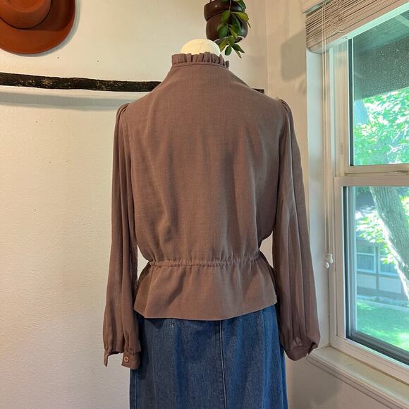 Vintage Lavender Purple Soft Lightweight Bow Tie Blouse Size Medium - Picture 4 of 12